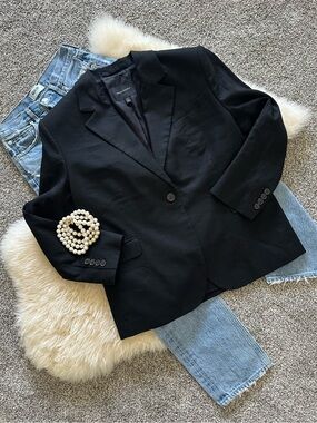 ✨ Banana Republic Classic Linen Black  Women's Blazer Single-Button Jacket ✨